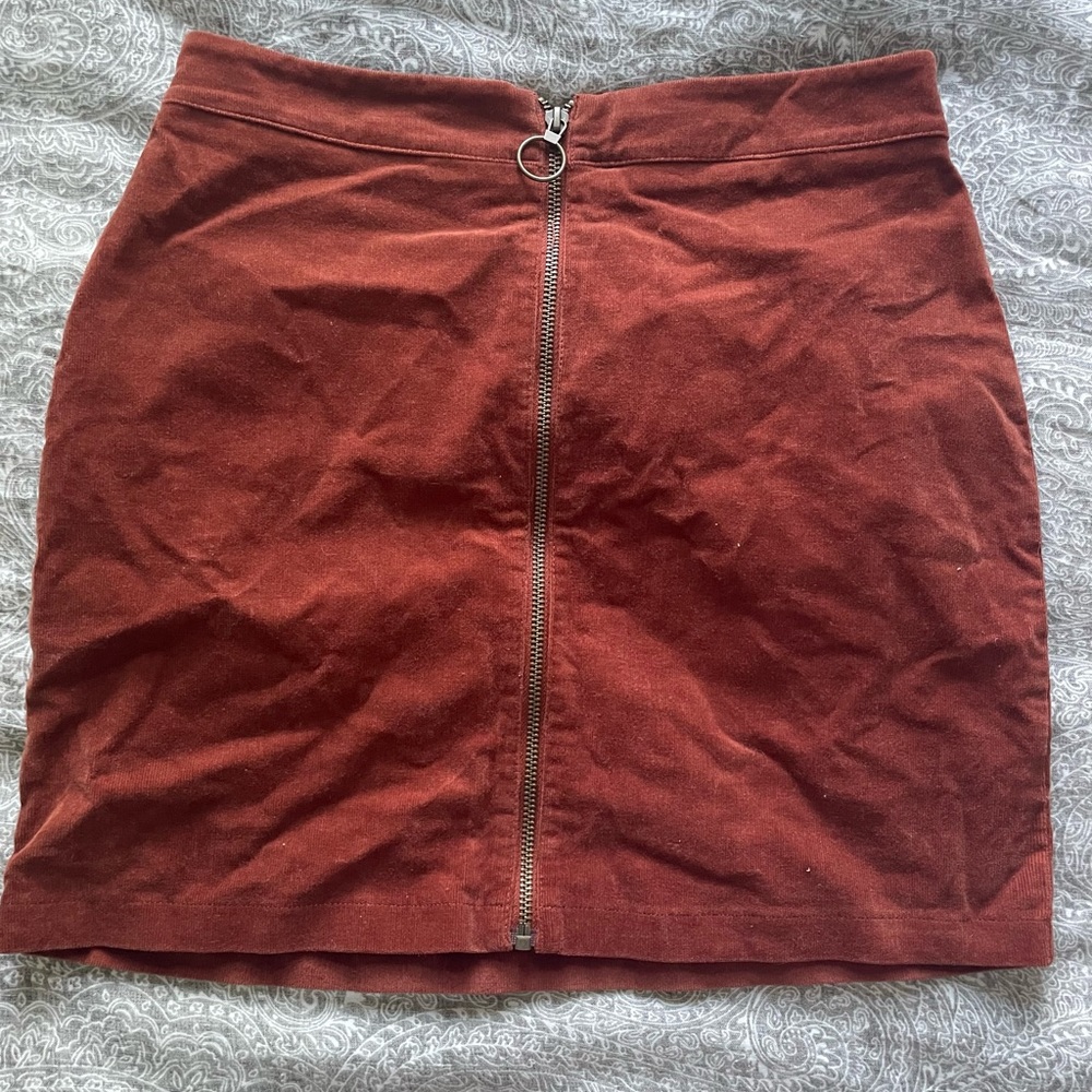 Forever 21 Zip Corduroy Orange Mini Skirt
